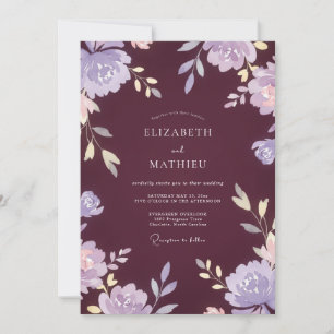 Invitation Mariage Fleur de Lavande Plum