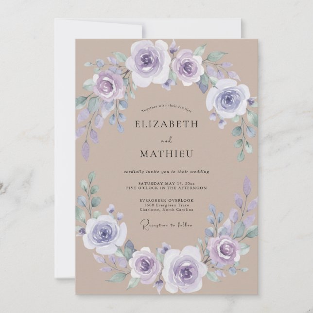 Invitation Mariage Fleur de Lilas (Devant)