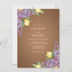 Invitation Mariage Fleur de Lilas Brun