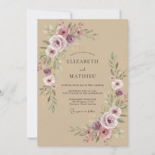 Invitation Mariage Fleur de Lilas Taupe