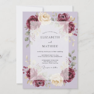 Invitation Mariage Fleur de Lilas Vin