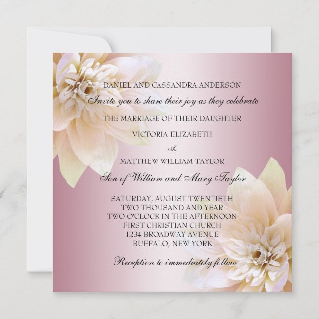 Invitation Mariage Fleur de Lotus Rose (Devant)