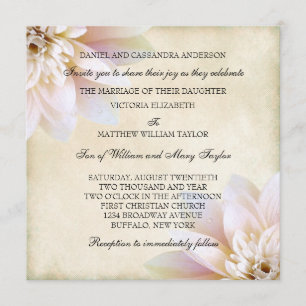 Invitation Mariage Fleur de Lotus Rose Blanc