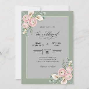 Invitation Mariage Fleur de Lys Callale Gris Rosé