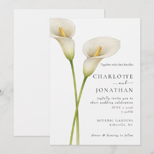 Invitation Mariage Fleur de Lys moderne blanc