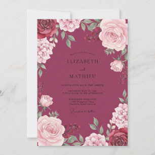 Invitation Mariage Fleur de Magenta Profond
