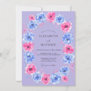 Invitation Mariage Fleur de Magnolia Pervenche Doré