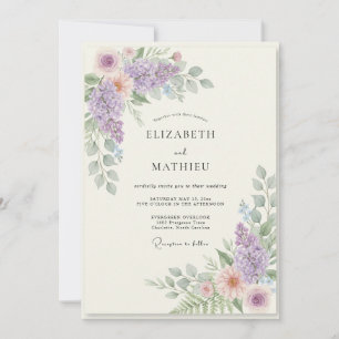 Invitation Mariage Fleur de Mauve Abricot