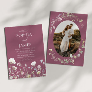 Invitation Mariage Fleur de Mauve Élégante Fleurs Floral de F