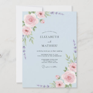 Invitation Mariage Fleur de Mauve Poudrée et Sombre