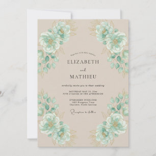 Invitation Mariage Fleur de Mer Champagne