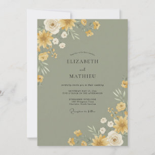 Invitation Mariage Fleur de Moutarde Sage