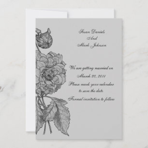 Invitation Mariage Fleur de Paon Gris Argenté Enregistrer la 
