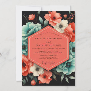 Invitation Mariage Fleur de Paprika Sarcelle