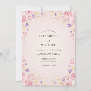 Invitation Mariage Fleur de Pastel Améthyste