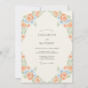 Invitation Mariage Fleur de Pêche Azur