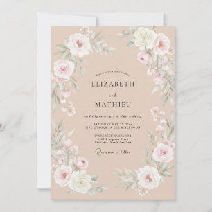 Invitation Mariage Fleur de Pêche Pâle