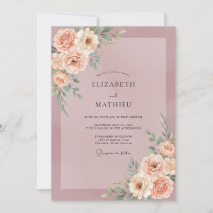 Invitation Mariage Fleur de Pêcher Mauve Poussiéreux