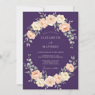 Invitation Mariage Fleur de Pêcher Pourpre