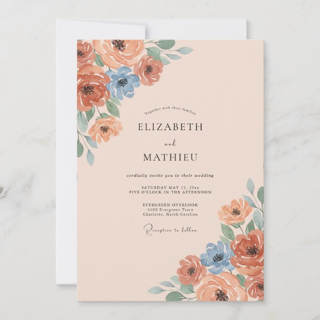 Invitation Mariage Fleur de Pêcherie (Devant)