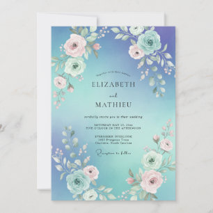 Invitation Mariage Fleur de Pervenche Aqua