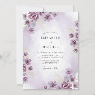 Invitation Mariage Fleur de Pétale Peinte d'Améthyste de Prai