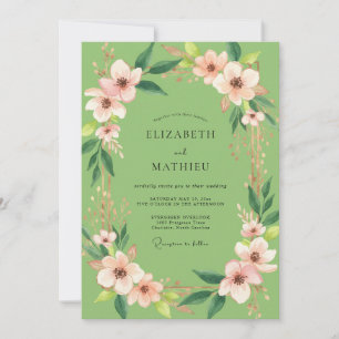 Invitation Mariage Fleur de Pistache Rose