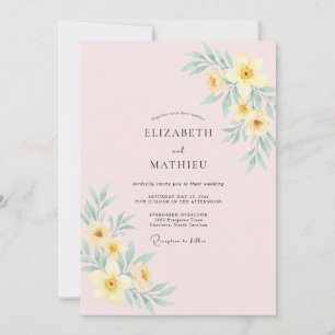 Invitation Mariage Fleur de Printemps Jaune Pâle