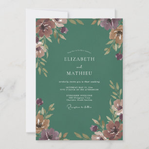 Invitation Mariage Fleur de Prune Dorée et Ocbre