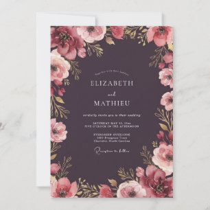 Invitation Mariage Fleur de Prunier Profond