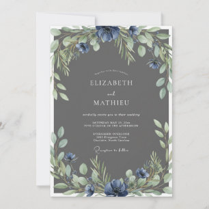 Invitation Mariage Fleur de Slate Acier