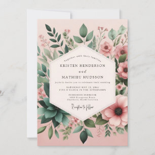 Invitation Mariage Fleur de Succulent Blush Sage
