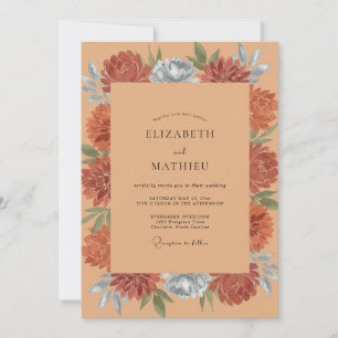 Invitation Mariage Fleur de Terracotta Acier