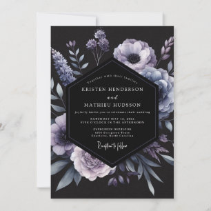 Invitation Mariage Fleur de Wisteria Noir