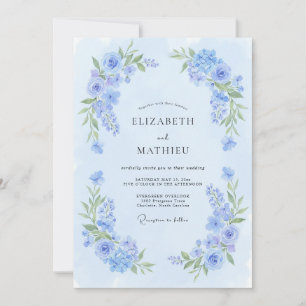 Invitation Mariage Fleur Délicate Bleu Poudre