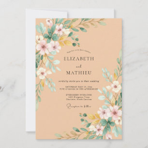 Invitation Mariage Fleur des Champs Abricot