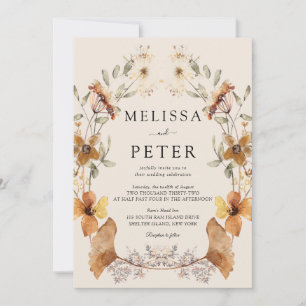 Invitation Mariage Fleur des Champs Brun