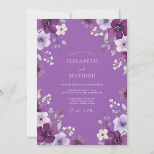 Invitation Mariage Fleur des Champs Deep Purple