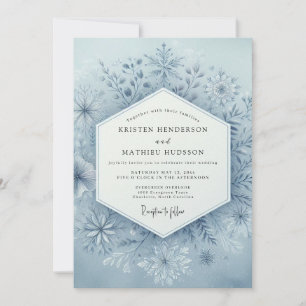 Invitation Mariage Fleur d'Hiver Bleu Ardoise