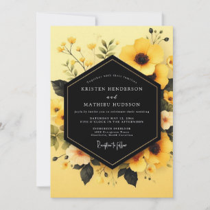 Invitation Mariage Fleur d'Obsidienne Jaune