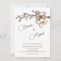 Mariage Fleur Effet Relief Magnolia Blanc Cassé