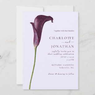 Invitation Mariage Fleur Élégante de Lys de Calla Violet