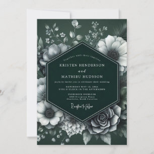 Invitation Mariage Fleur Émeraude Monochrome