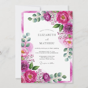 Invitation Mariage Fleur Éthérée Magenta
