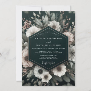 Invitation Mariage Fleur Éthérée Noir