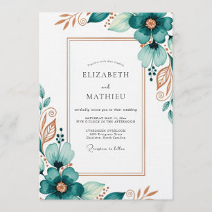 Invitation Mariage Fleur Éthérée Sarcelle