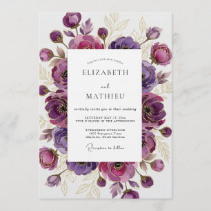 Invitation Mariage Fleur Éthérée Violette