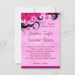 Invitation Mariage Fleur Fuchsia 3,5" x 5"