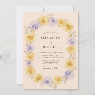 Invitation Mariage Fleur Jaune Lavande