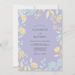 Invitation Mariage Fleur Jaune Lilas Atténué